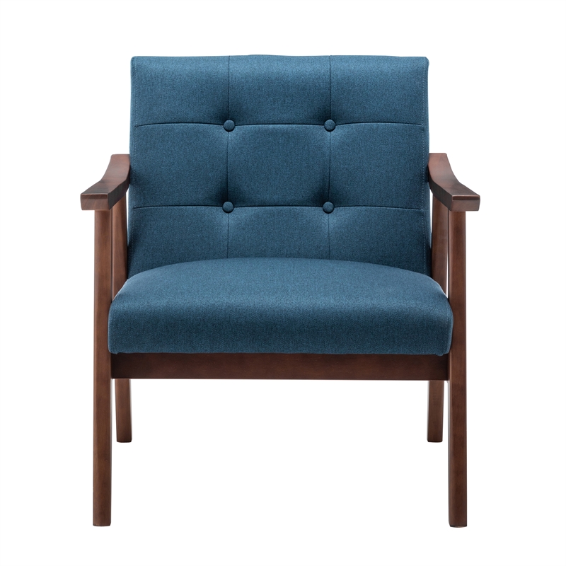 Convenience Concepts Take-a-Seat Natalie Accent Chair in Blue Faux Linen Fabric