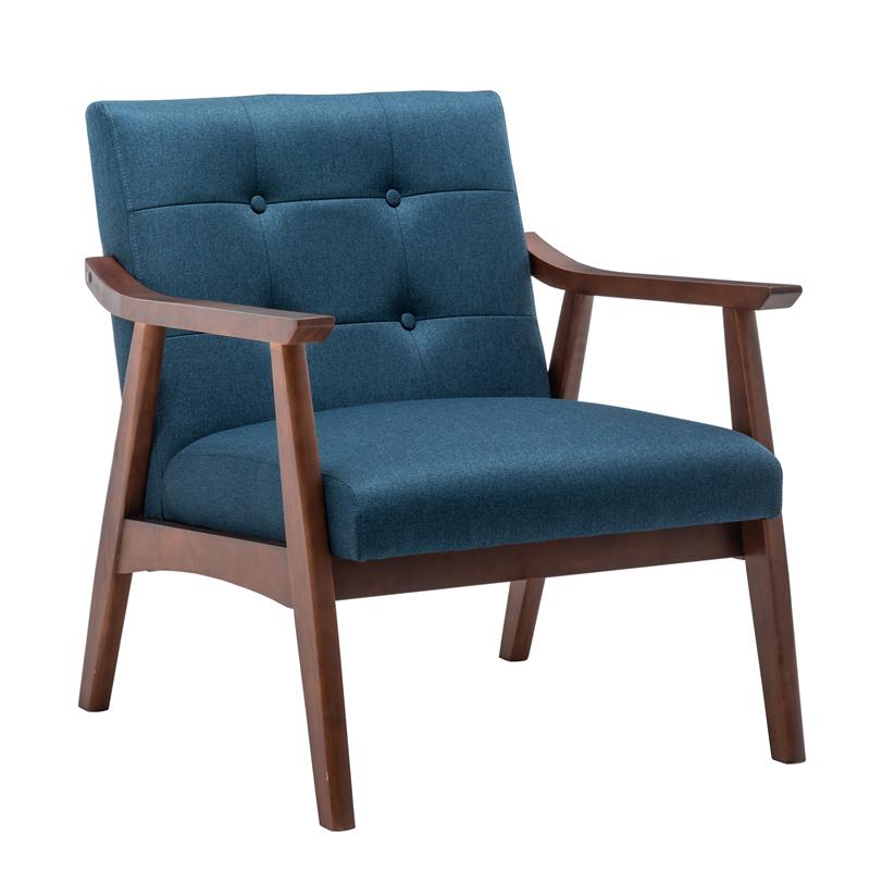 Convenience Concepts Take-a-Seat Natalie Accent Chair in Blue Faux Linen Fabric