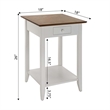 American Heritage One-Drawer End Table with Shelf in White Wood Finish