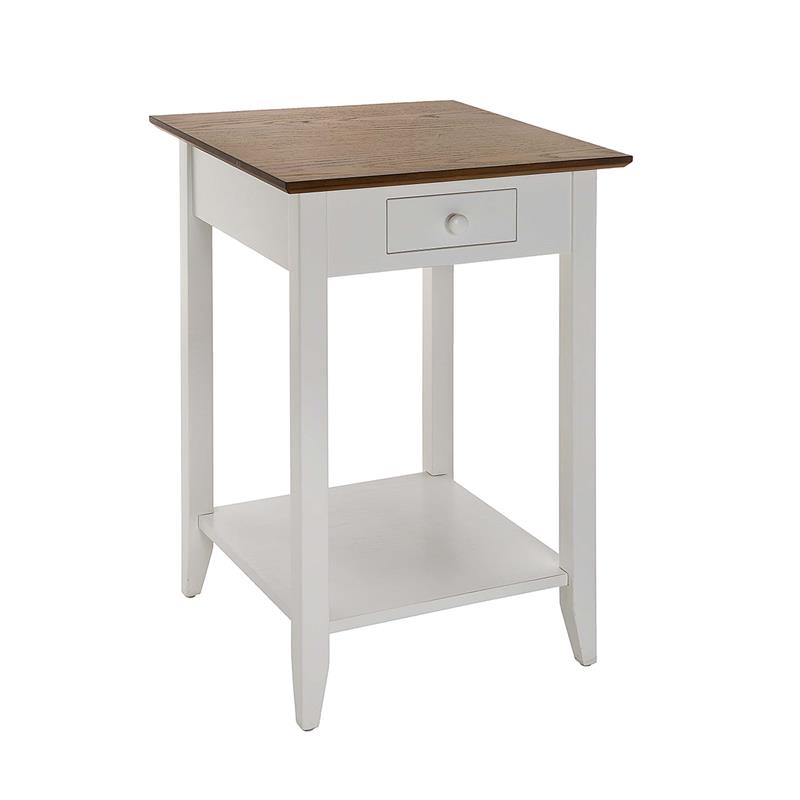 American Heritage One-Drawer End Table with Shelf in White Wood Finish