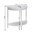 French Country Half-Round Entryway Table with Shelf in White Wood Finish