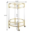 Royal Crest Two-Tier Acrylic Round Bar Cart in Clear Glass with Gold Metal Frame
