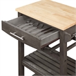 Ellaine Four-Tier Butcher Block Kitchen Cart w/ Drawer & Wine Rack in Gray Wood