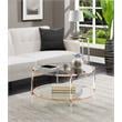 Royal Crest Two-Tier Clear Acrylic Glass Coffee Table with Gold and Chrome Frame