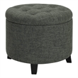 Convenience Concepts Designs4Comfort Round Storage Ottoman in Gray Fabric