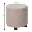 Design4Comfort Round Accent Storage Ottoman w/Reversible Tray Lid in Tan Fabric