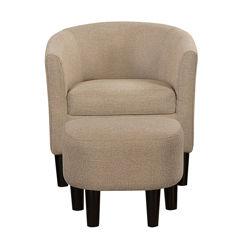Take a Seat Churchill Accent Chair with Ottoman in Cream Fabric