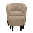 Take a Seat Churchill Accent Chair with Ottoman in Cream Fabric