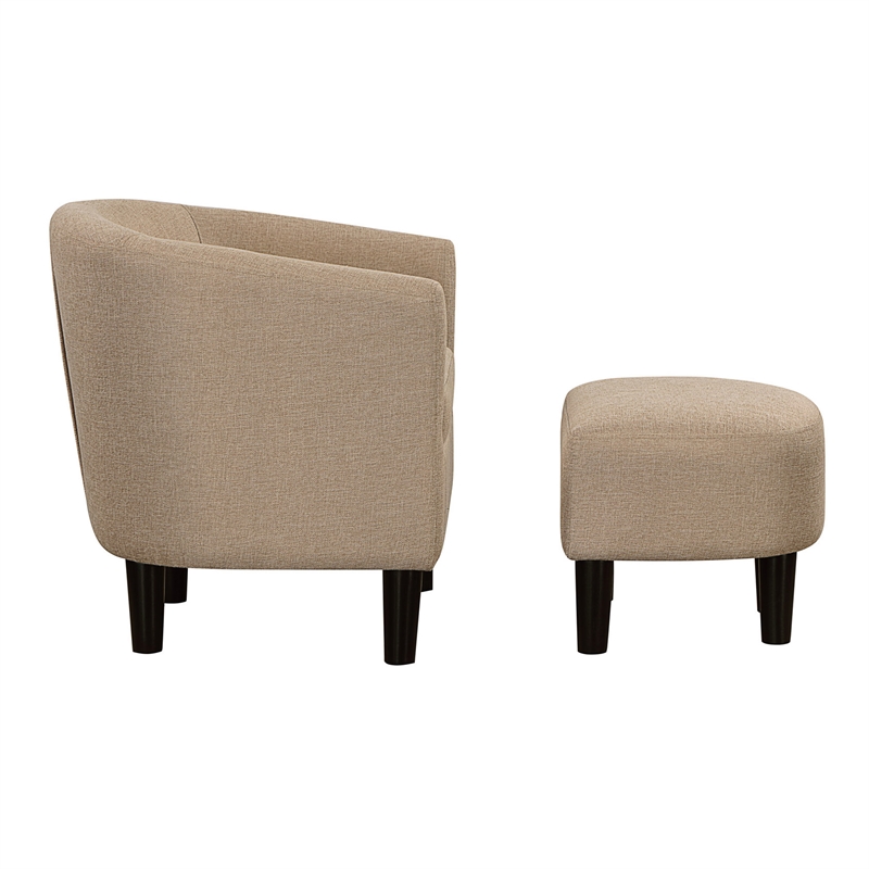Take a Seat Churchill Accent Chair with Ottoman in Cream Fabric