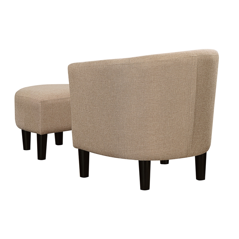 Take a Seat Churchill Accent Chair with Ottoman in Cream Fabric