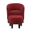 Take a Seat Churchill Accent Chair with Ottoman in Red Microfiber Fabric