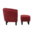 Take a Seat Churchill Accent Chair with Ottoman in Red Microfiber Fabric