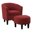 Take a Seat Churchill Accent Chair with Ottoman in Red Microfiber Fabric