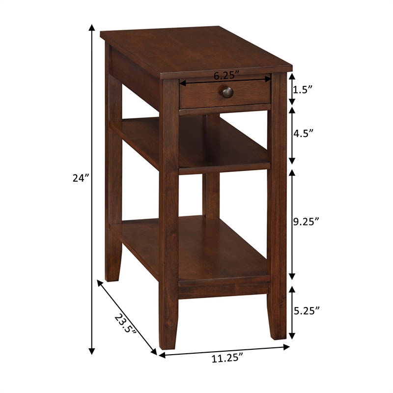 American Heritage One-Drawer End Table w/Charging Station in Espresso Wood