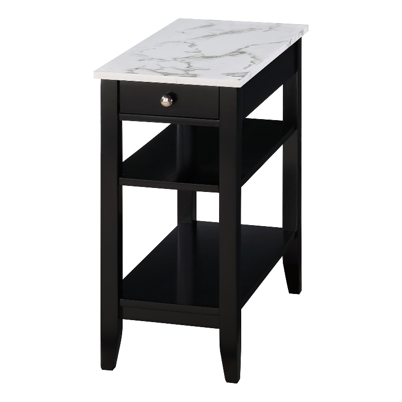 American Heritage One-Drawer Chairside End Table with Shelves in White Wood
