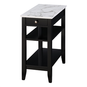 American Heritage One-Drawer Chairside End Table with Shelves in White Wood