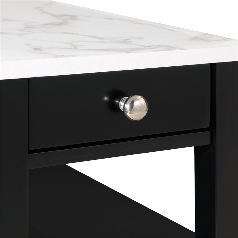 American Heritage One-Drawer Chairside End Table with Shelves in White Wood