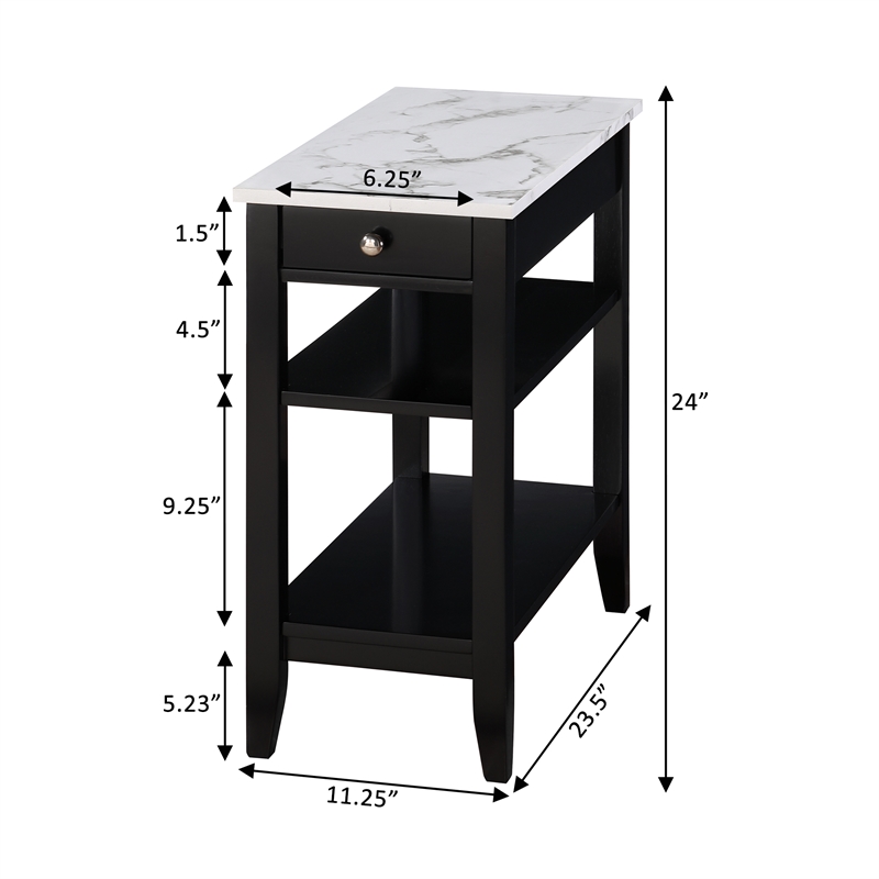 American Heritage One-Drawer Chairside End Table with Shelves in White Wood
