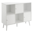 Xtra Storage Cube Console Table w/Three Cubbies and Three Cabinets in White Wood