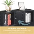 Xtra Storage Cube Console Table w/Three Cubbies and Three Cabinets in Black Wood