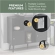 Xtra Storage Cube Console Table w/Three Cubbies and Three Cabinets in Black Wood