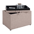 Designs4Comfort Accent Storage Ottoman with Reversible Tray in Beige Fabric