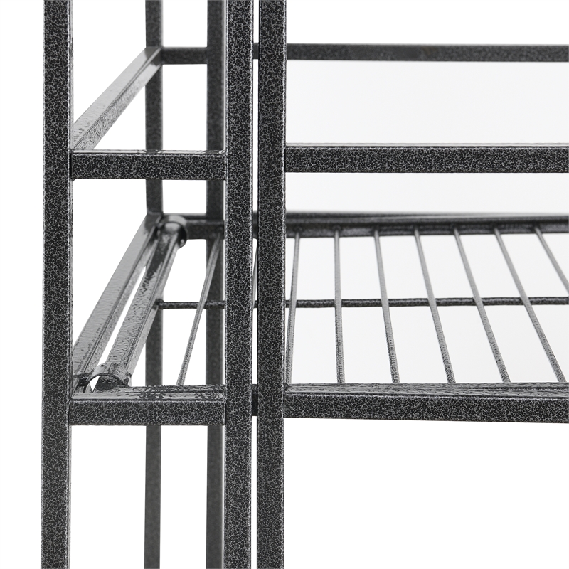 Xtra Storage Five-Tier Folding Metal Shelf in Textured Gray Metal Finish