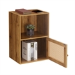 Xtra Storage Weave One-Door Cabinet with Shelf in Caramel Wood Frame Finish