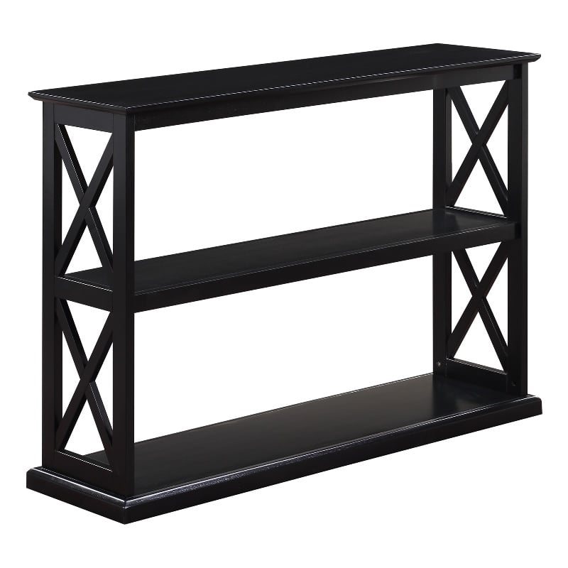 Coventry Console Table with Shelves in Black Wood Finish with 
