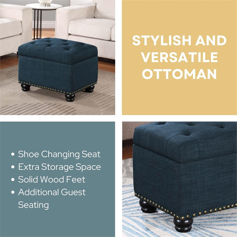 Designs4Comfort 5th Avenue Storage Ottoman in Red Button-Tufted Faux Leather