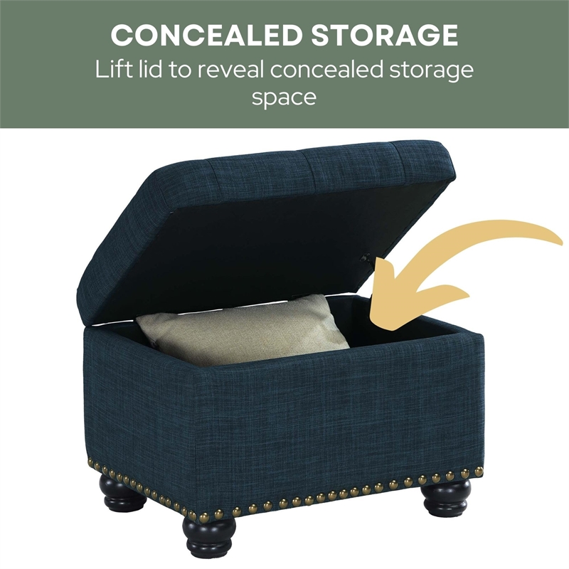 Designs4Comfort 5th Avenue Storage Ottoman in Red Button-Tufted Faux Leather