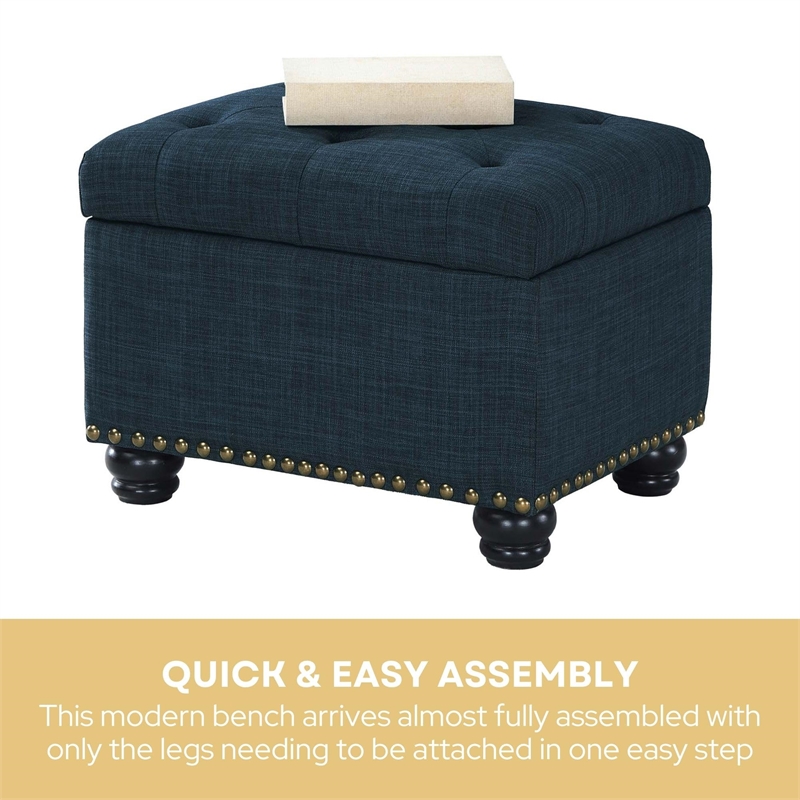 Designs4Comfort 5th Avenue Storage Ottoman in Red Button-Tufted Faux Leather