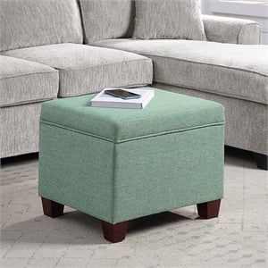 Madison Storage Ottoman in Light Green Fabric with Solid Wood Legs