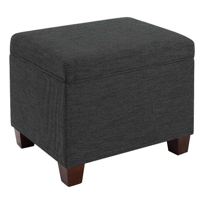 Convenience Concepts Madison Storage Ottoman in Gray Fabric with Solid Wood Feet