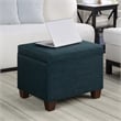 Convenience Concepts Madison Storage Ottoman in Blue Fabric with Solid Wood Legs
