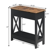 Oxford Flip-Top End Table with Charging Station and Shelf in Black Wood Finish