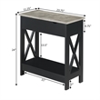 Oxford Flip-Top End Table with Charging Station and Shelf in Black Wood Finish