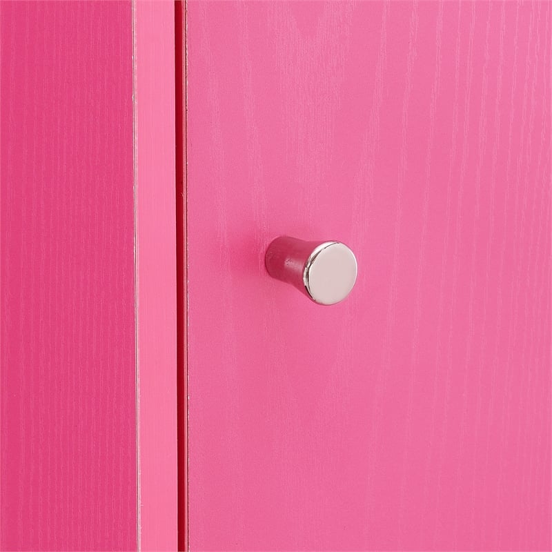 Xtra Storage One-Door Cabinet with Shelf in Pink Wood Finish