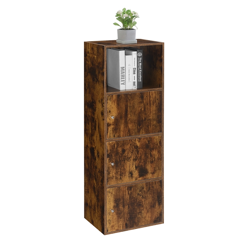 Xtra Storage Three-Door Cabinet with Shelf in Walnut Wood Finish