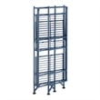 Xtra Storage Three-Tier Folding Metal Shelf with Cobalt Blue Metal Frame