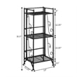 Xtra Storage Three-Tier Folding Metal Shelf with Scroll Design in Black Metal