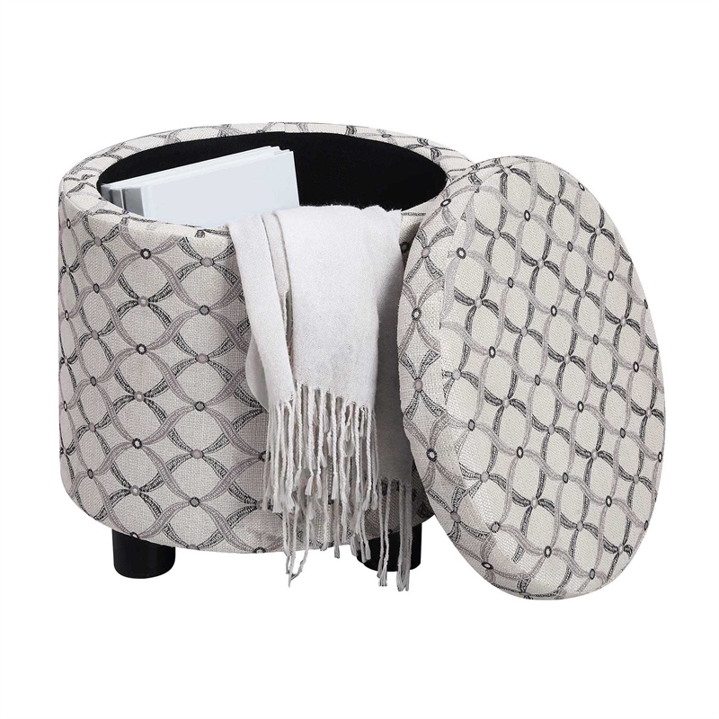 Designs4Comfort Accent Storage Ottoman w/Reversible Tray Lid in Gray Fabric