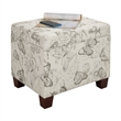 Convenience Concepts Madison Storage Ottoman in Cream Butterfly Print Fabric
