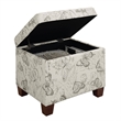 Convenience Concepts Madison Storage Ottoman in Cream Butterfly Print Fabric