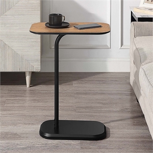 Convenience Concepts Oslo C End Table in Black Wood Finish with Walnut Top