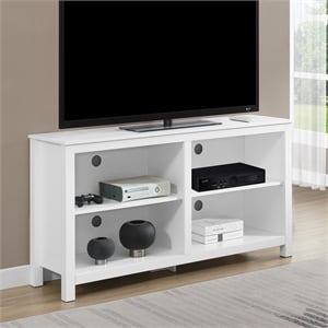 Montana Highboy TV Stand with Shelves for TVs up to 65 Inches in White Wood