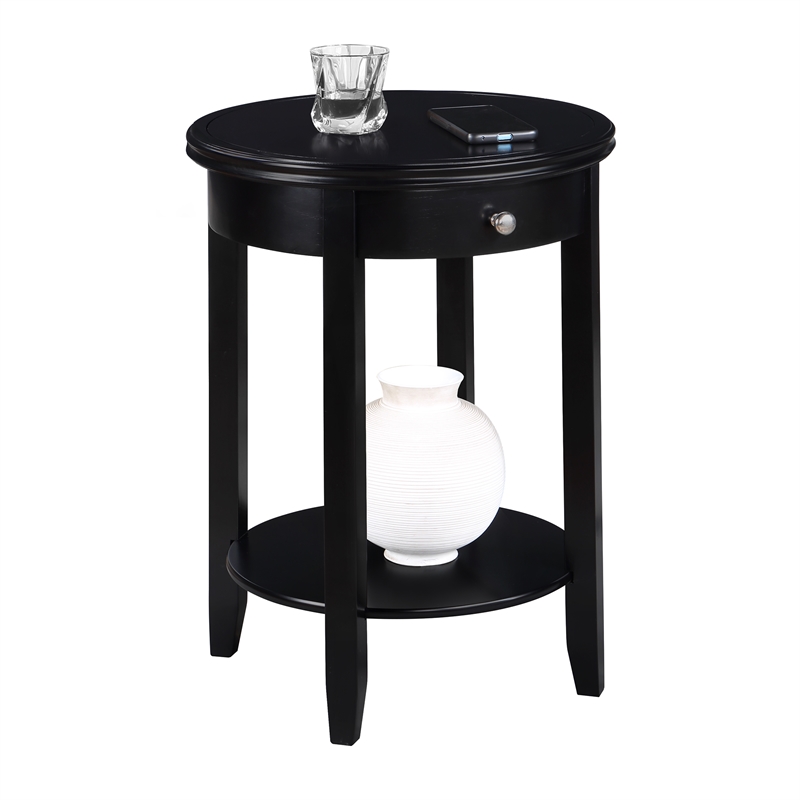 American Heritage Baldwin One-Drawer End Table with Shelf in Black Wood Finish