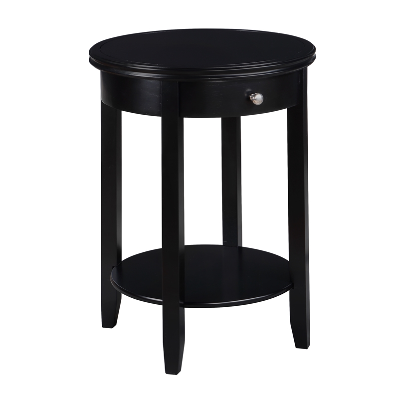 American Heritage Baldwin One-Drawer End Table with Shelf in Black Wood Finish