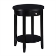 American Heritage Baldwin One-Drawer End Table with Shelf in Black Wood Finish