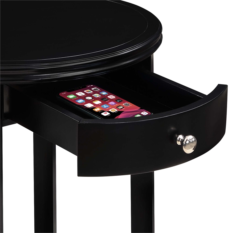 American Heritage Baldwin One-Drawer End Table with Shelf in Black Wood Finish